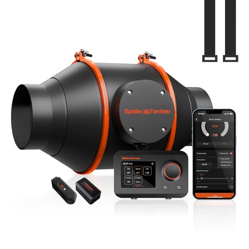 Spider Farmer 4 Inch Inline Fan with Temperature Humidity Controller ...