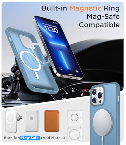 Image of Magnetic Compatible with iPhone 13 Pro Max Case, [Built-in Invisible Kickstand][Compatible with MagSafe][Military Grade Shockproof] Slim Translucent Matte Phone Case for iPhone 13 Pro Max 6.7 inch