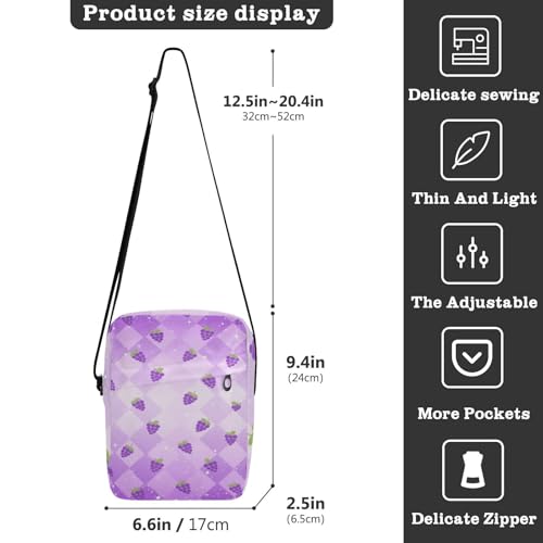 messenger bags for women cross body bag Purse Bag Adjustable Strap for School School- Purple Grape Glitter3