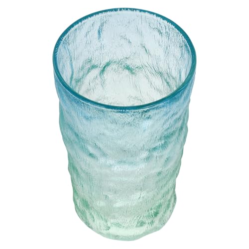RUNROTOO Vaso de Vidrio Azul Diseño de Hielo y Árbol, Copa para Beber Fácil de Limpiar, Adecuado para Fiestas y Cumpleaños