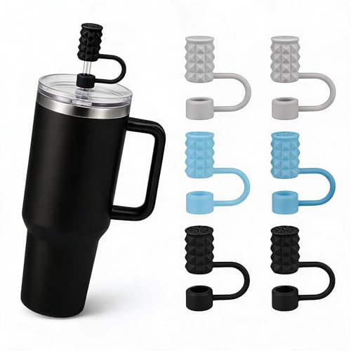 Image of BTYHAOS Straw Covers, Dust Proof Straw Toppers Fit Stanley 30 40oz Tumbler | Reusable Food-Grade Silicone Straw Covers Cap for Most 10mm Reusable Straw