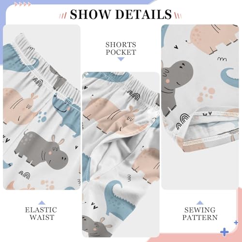 Crocodile Hippo Love Heart Boys Long Pants Soft Trousers Elastic Waist Kids Lounge Bottoms with Pockets S-XL4