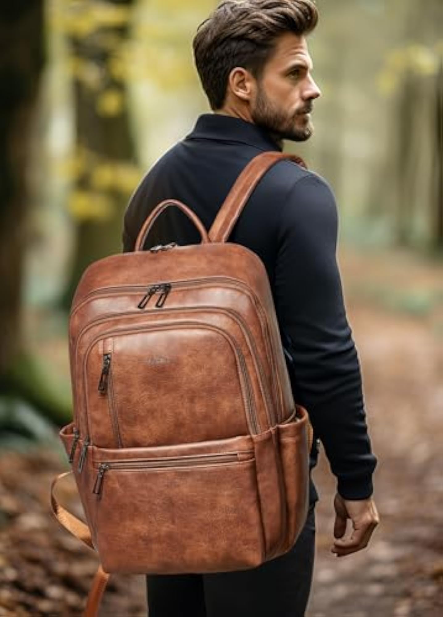 Leather 17 inch Laptop Backpack for Women