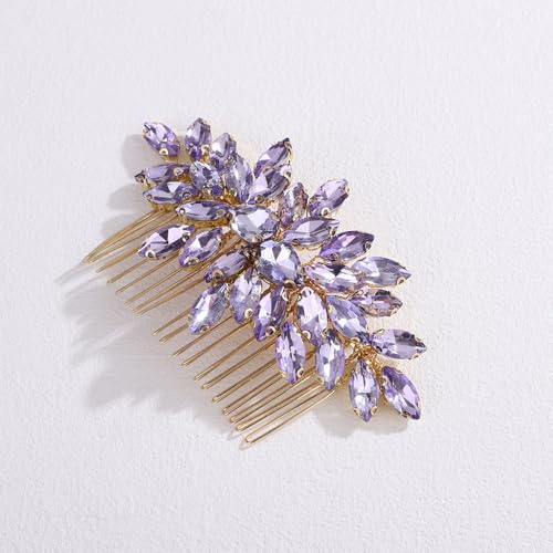 Peine para el cabello con cristales brillantes morado claro miniatura 3