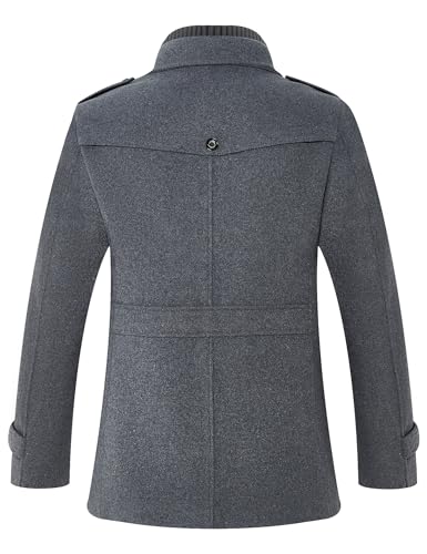 Image of APTRO Men's Pea Coat Wool Jacket Single Breasted Winter Coat Military Coat 1108 Light Gray M