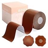 Okela Boob Tape - Breast Lift Tape for Large Breast,Body Tape for Breast Lift w 2 Pcs Breast Petal Adhesive Bra Brown
