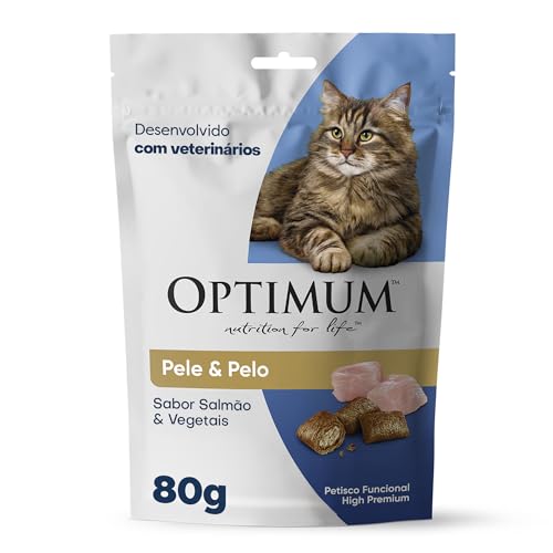 Petisco Optimum Pele e Pelo para Gatos Adultos Sabor Salmão e Vegetais 80g