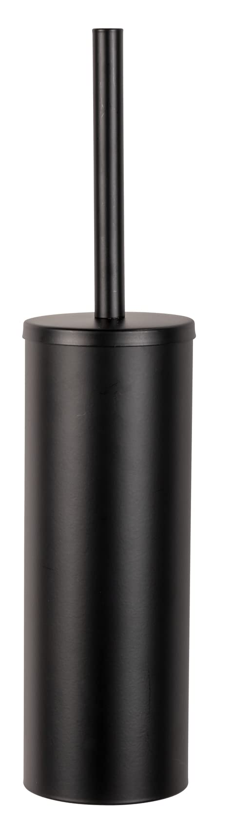 WENKO Turbo-Loc WC-Garnitur Orea Bamboo, geschlossene WC-Bürste aus Schwarz matt lackiertem Edelstahl kombiniert mit Einer Wandhalterung aus Bambus, Befestigung ohne Bohren, 9 x 41,5 x 13 cm