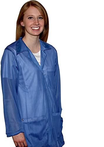 Image of ESD Jacket, Certified Level 3 Protective Lightweight Workwear & High Shielding Anti-Static Lab Coat, Full Sleeve,Snap Cuff ESD Smock, Light Blue - 2X-Large (JKC8806SPLB)