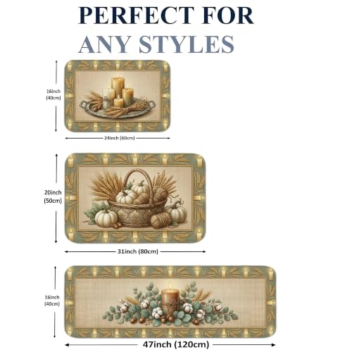 Tapis de cuisine rustiques en textile doux de qualité supérieure beige - 3