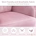 E-Motie Velvet Accent Chair, Modern Upholstered Single Sofa Side Living Room Chair, Comfy Barrel Reading Armchair with Metal Legs for Bedroom, Waiting Room, Office and Cafe, Pink