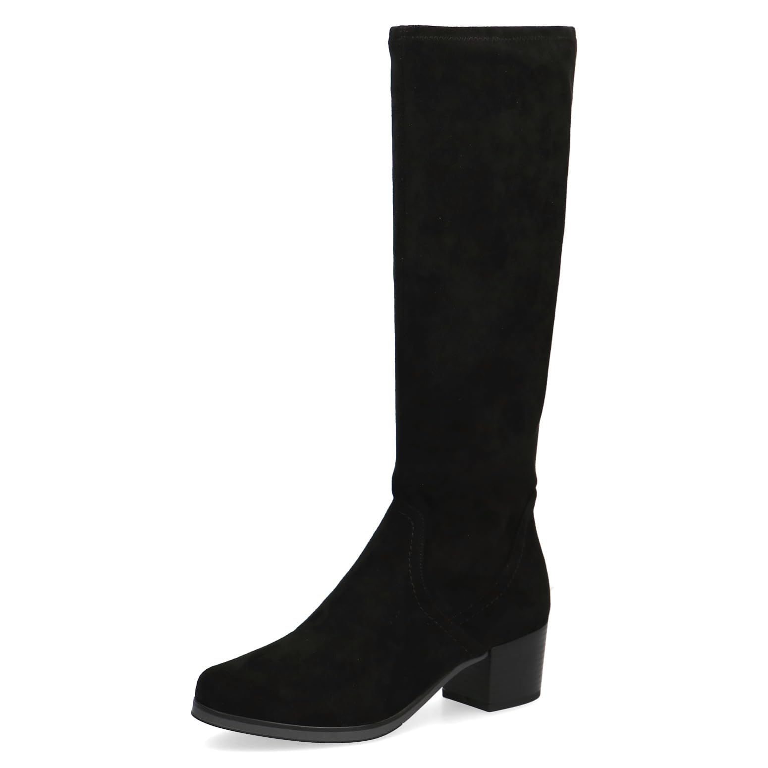CAPRICE Women's high boots with heel knee-high Vegan, Black (Black Stretch), 6.5 UK