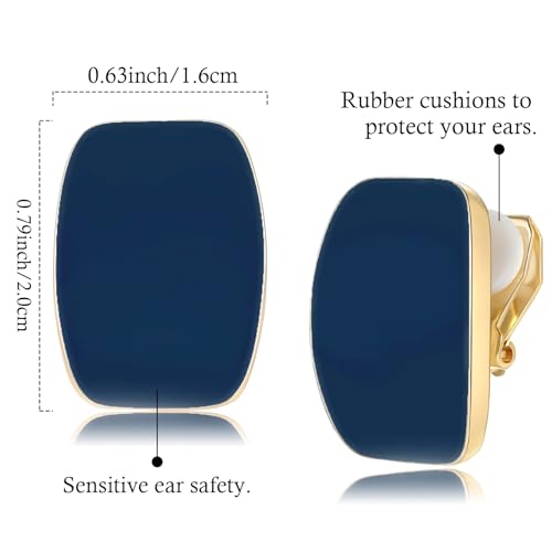 Gold Plated Square Clip On Earrings Hypoallergenic Clip Earring with Rubber Pads Non Pierced Earrings for Women Fashion Jewelry2