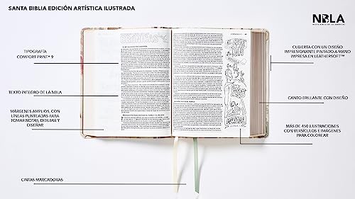 Nbla, Santa Biblia, Edición Artística Ilustrada, Leathersoft, Multicolor/Crema, Palabras de Jesús En