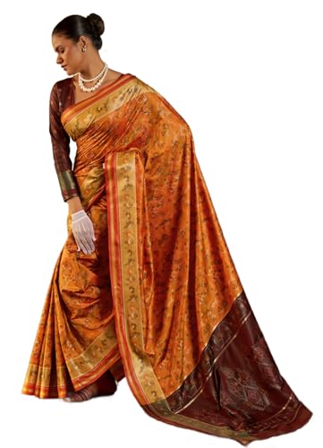 Image of SWORNOF Women's kanjivaram banarasi silk saree Zari Woven for festival Wedding silk with rich pallu Design sarees for women with Unstitched blouse piece