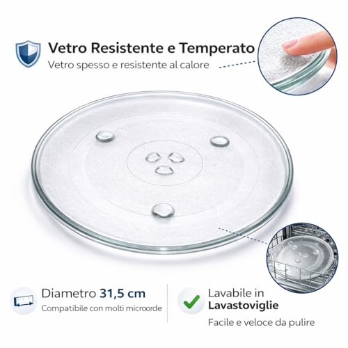 GC GLOBALCOMMERCE Drehschale für Universal-Mikrowellenherd, Durchmesser 31,5 cm, angehoben