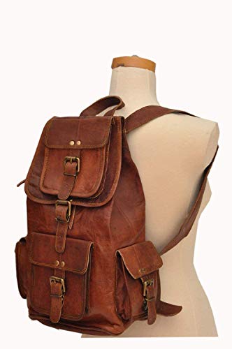 Leather World Rustic Vintage Leather Backpack Bag Rucksack Laptop Bag Briefcase Messenger Bag Computer Bag for Men Women Backpack Brown Leather Bag Office Briefcase for Men Women Pittu Bag