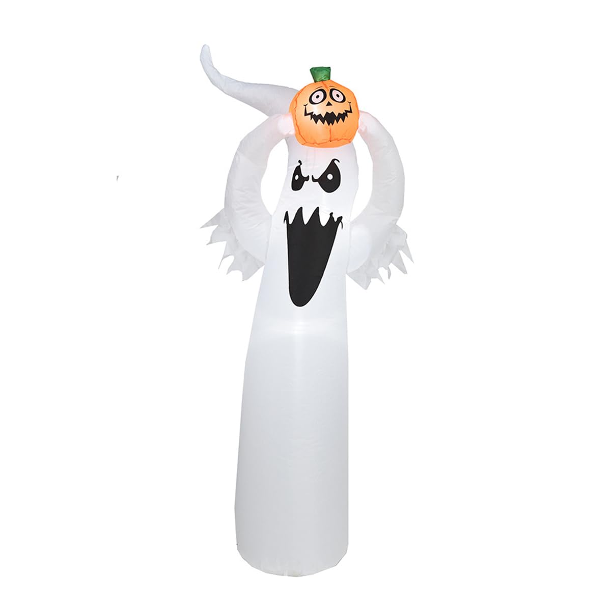 YUONNY 1,8m Décoration Gonflable Lumineux Halloween, Modèle Fantôme & Petite Citrouille Gonflable avec Lumières LED Intégrées, Ornements Halloween pour Jardin Pelouse Cour Intérieur Extérieur Fête