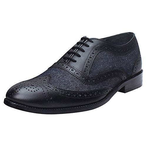 Charcoal Grey Denim Formal Brogue Shoes 