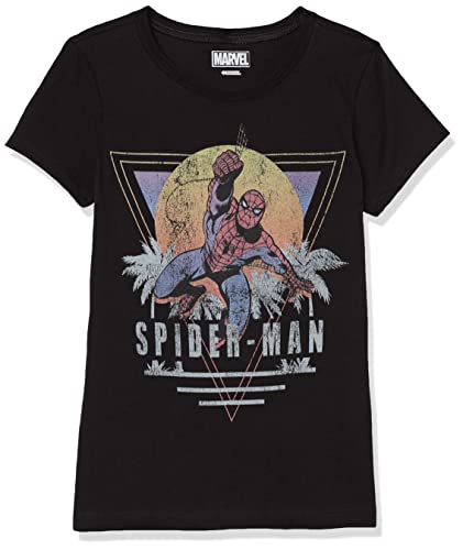 T-shirt Spider-Man Marvel pour fille en noir taille M motif tropical