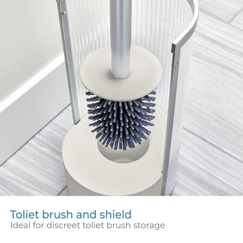 Image of iDesign Fluted Bowl Brush, Clear /Satin Gray | For Bathroom, Compact