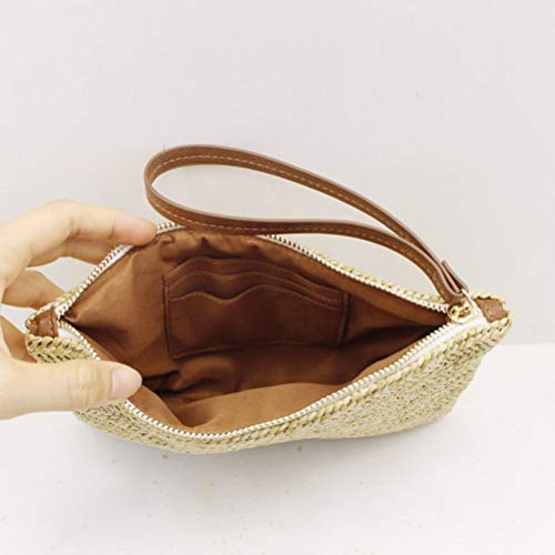 Bolsa clutch feminina de verão com zíper e palha da FENICAL