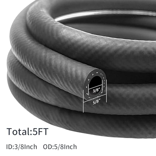 Image of 3 /8 Inch ID NBR Rubber Hose, 5 Feet Fuel Hose Line Transfer Hose for Small Engine Black