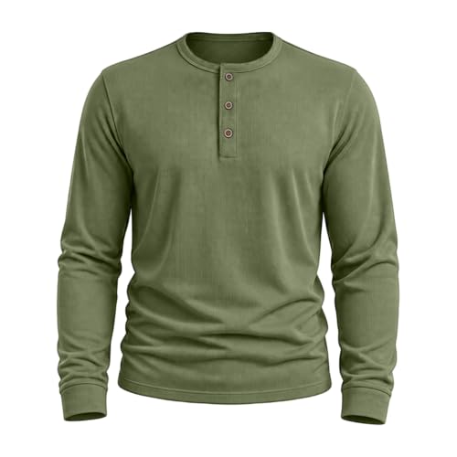 Long Sleeve Shirts for Men Henley Collar Button Basic Casual T Shirt - image 4