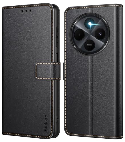 Ganbary Funda Compatible con Xiaomi Redmi 14C/ Xiaomi Poco C75, Funda Tapa Libro Movil PU Cuero Funda [Protección Completa] [Ranura Tarjeta][Función Soporte], Negro