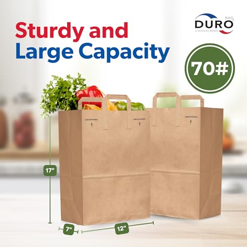 Duro 50 Pcs Brown Paper Grocery Bags 12X7X17 thumb #1