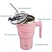 Konokyo 40 oz Tumbler with Handle and 2 Straw 2 Lid, Insulated Water Bottle Stainless Steel Vacuum Cup Reusable Travel Mug, Light Pink