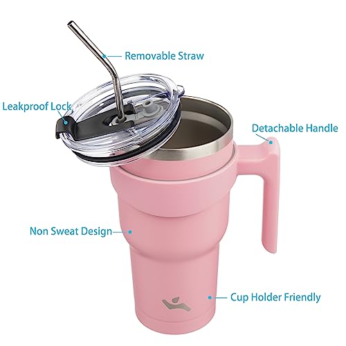 Image of Konokyo 40 oz Tumbler with Handle and Straw, Insulated Travel Mug