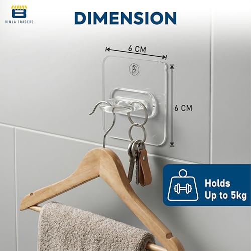 Image of Btag Round StIcker Wall Ring Hook Multi Functional |Damage-Free Hanging for Kitchen, Bathroom, Office | Easy Install, Long-Lasting Hold for Any Room | Waterproof & Rust-Proof Design (Transparent PO20)