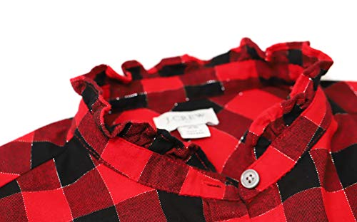 J.crew Mercantile Women's Light-Weight Ruffle Flannel Shirt (Large, Red/Black/Metallic Silver Buffalo) #TOP1