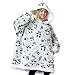Giggling Getup Wearable Blanket Hoodie for Adults Gifts for Teen Girls Sister Women Sherpa Fleece Printed Hooded Blanket Sweatshirt Warm Cozy with Pocket & Sleeves Grey Panda