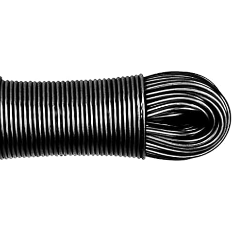 164FT Washing Line Rope Strong Steel Core Laundry Clothes Lines for Outside,Camping Washing Line Washing Line Thick Strong Plastic Cover Garden Outdoor (BLACK, DIA 2MM) Cover