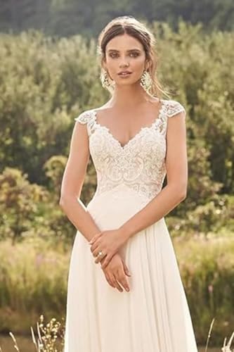 Women's Sweetheart Chiffon Wedding Dress for Bride Lace Applique Long A Line Bridal Dress Backless Wedding Gowns3