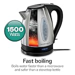 Hamilton Beach Electric Tea Kettle, Water Boiler & Heater, 1.7 Liter, Cordless Serving, 1500 Watts for Fast Boiling, Auto-Shutoff and Boil-Dry Protection, Stainless Steel (40880) - Image 2
