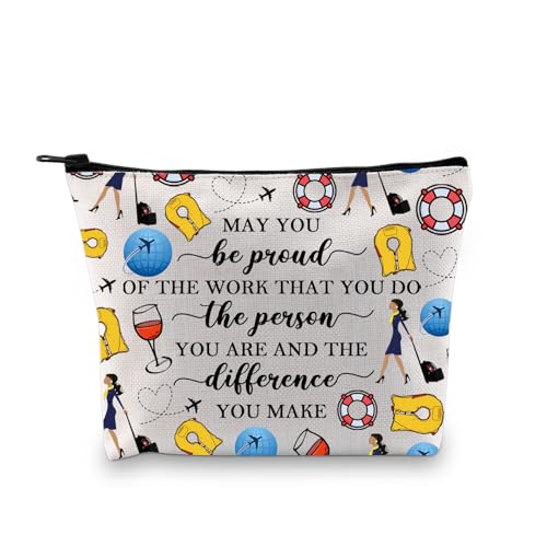 PLITI Flight Attendant Gifts Air Stewardess Makeup Bag May You Be Proud of The Work You Do Stewardess Aviation Zipper Pouch (Be Proud Flight bagU)