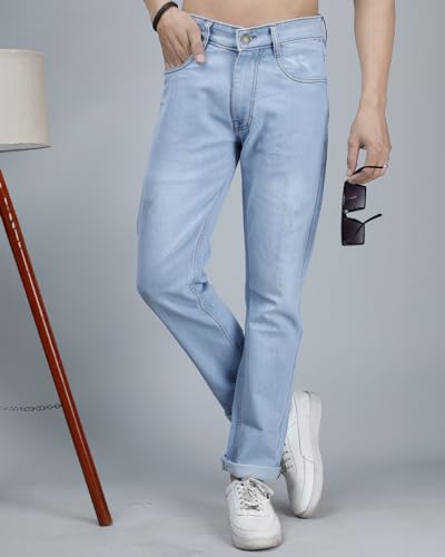 Image of EYEBOGLER Men's Jeans Pant Slim Fit Stretchable Casual Wear Mid Rise Cotton Blend Denim