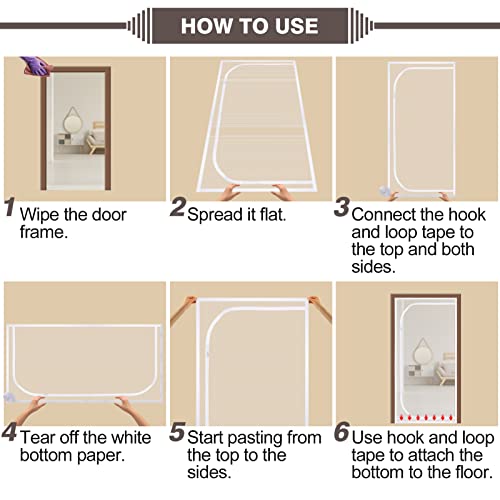 38" x 83" Cat Resistant Door Screen- Cat Resistant Mesh Screen with Zipper to Stop Cats Running Out- Pet Door Screen Cats Screen Door with Hook and Loop Tape for Cat Pet Home Living Room Doors - Image 8