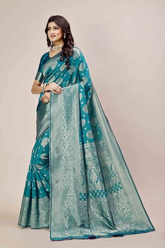 Image of Shasmi Women's Banarasi Saree Pure Kanjivaram Silk Saree Soft new ladies 2025 Design Wear Pattu Sarees Party Sari collections With Blouse Piece for Wedding sadi (PARI-218)