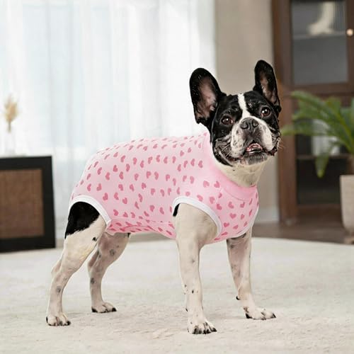 Image of 2 Packs Pet Dog Recovery Onesie Suit for Dogs Cats After Surgery,Dog Abdominal Wounds Bandages Cone E-Collar Alternative. (White Flower, XL)