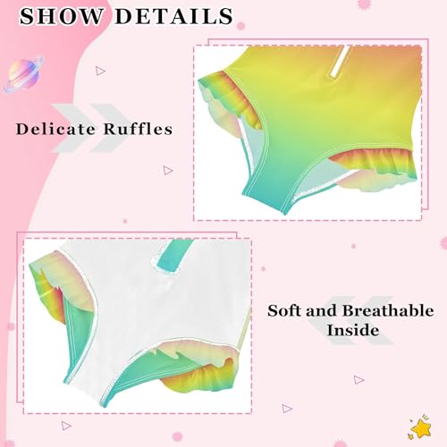 Soft Red Yellow Cyan Baby Girl Bathing Suit Long Sleeve UPF 50+ One Piece Toddler Swimsuit Size 11-12Y4