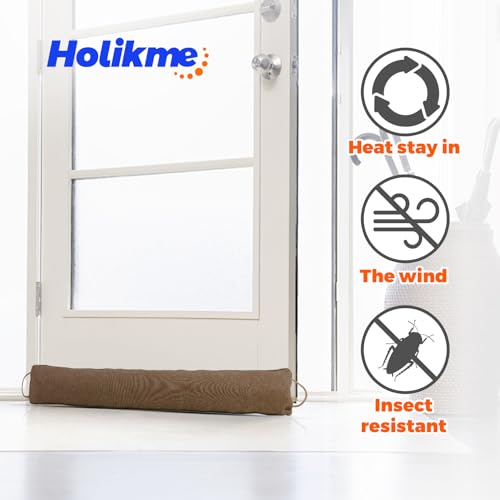 Image of Holikme Weighted Door Draft Stopper - Under Door Seal, 32inch Brown