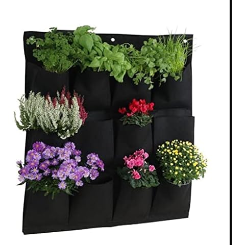 zxkai 2-72 Pockets Pertical Planting Bags Wall Hanging Grow Planter Bag Wall Mounted Outdoor Indoor Greening Flower Container Gardening Home Plant Pouch Black (Size : 3pockers) Cover