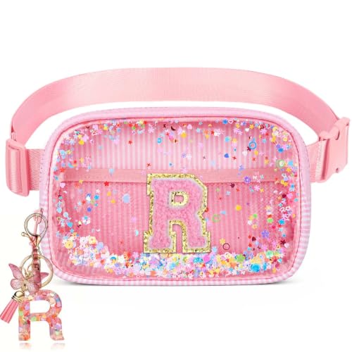 Image of Initial Fanny Pack for Girls - Belt Bag for Teens Kid Teen Girl Kid Birthday Gift Pink R