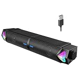 Computer Speakers, Bluetooth Dynamic RGB Computer Sound Bar, Dual HiFi Stereo & Gradient RGB Lightin