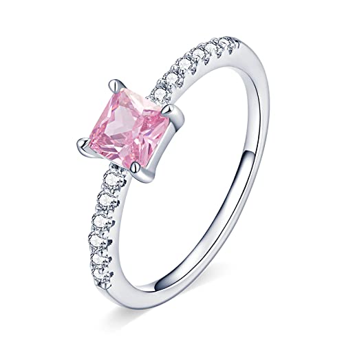 Bague de fiançailles rose cherry zircon square pour vos grandes soirées