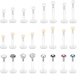 MixPiercing 24Pz Piercing Labbro Labret Bioflex Trasparente 16G